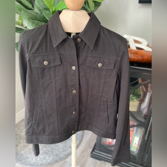 NWT Lauren Ralph Lauren black denim jacket size large - Picture 1 of 5